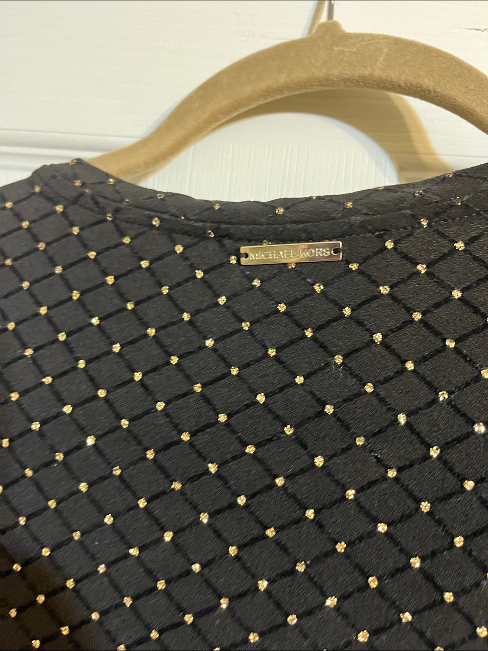 Michael Kors Black Long Sleeve Top with Metallic Dot Print - Picture 3 of 4